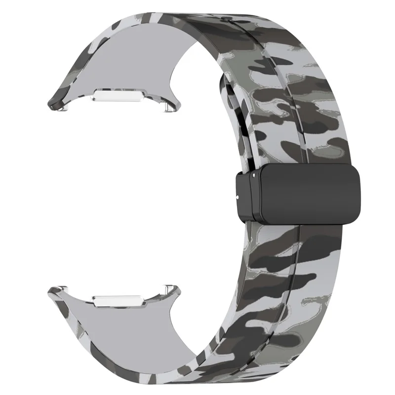 For Samsung Galaxy Watch Ultra 47mm Watch Band Camouflage Pattern Silicone Strap with Magnetic Buckle - Light Grey