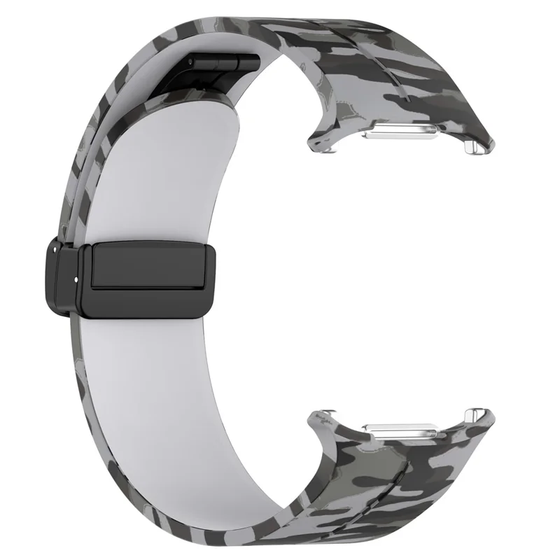 For Samsung Galaxy Watch Ultra 47mm Watch Band Camouflage Pattern Silicone Strap with Magnetic Buckle - Light Grey