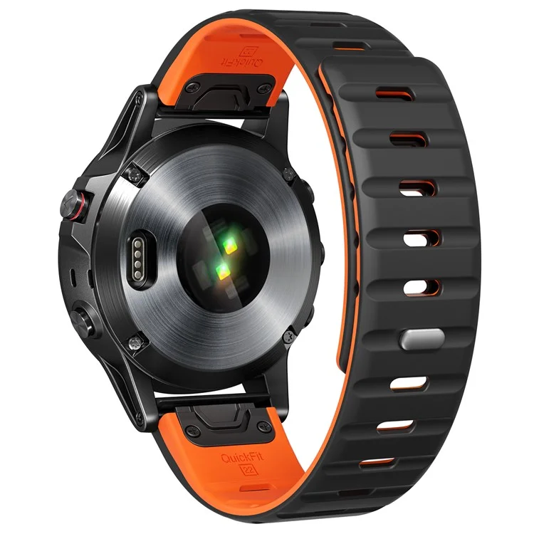 Correa Magnética de Silicona para Garmin Fenix 8 47mm / Fenix E 47mm / Quatix 7 Pro 22mm Banda de Liberación Rápida - Negro+Naranja