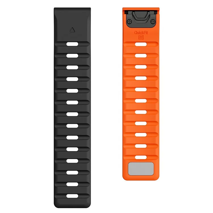 Correa Magnética de Silicona para Garmin Fenix 8 47mm / Fenix E 47mm / Quatix 7 Pro 22mm Banda de Liberación Rápida - Negro+Naranja