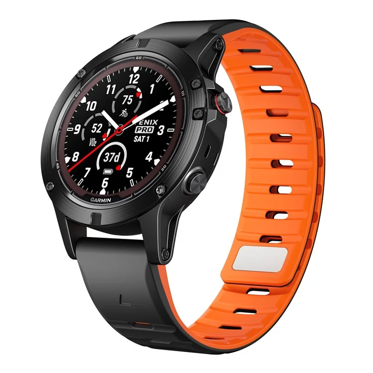 Correa Magnética de Silicona para Garmin Fenix 8 47mm / Fenix E 47mm / Quatix 7 Pro 22mm Banda de Liberación Rápida - Negro+Naranja