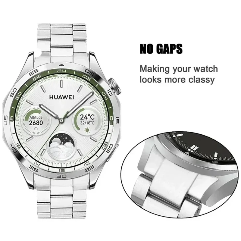 Para Huawei Watch GT 5 46mm Banda de Relógio Três Contas Pulseira de Aço Inoxidável de Substituição - Prata