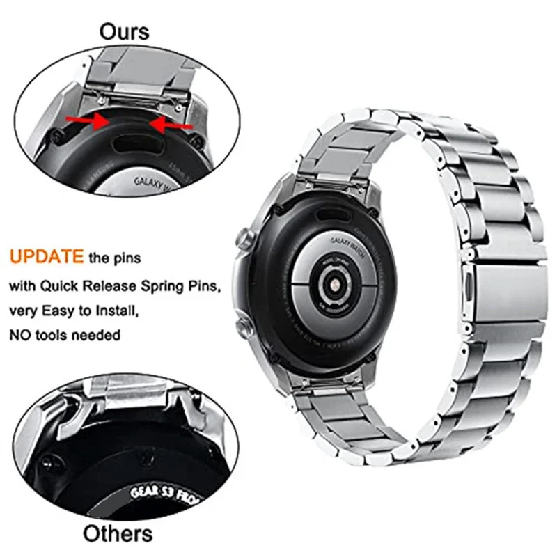 Para Huawei Watch GT 5 46mm Banda de Relógio Três Contas Pulseira de Aço Inoxidável de Substituição - Prata