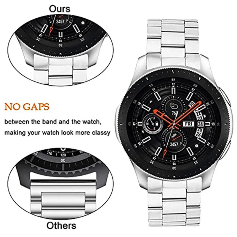 Para Huawei Watch GT 5 46mm Banda de Relógio Três Contas Pulseira de Aço Inoxidável de Substituição - Prata