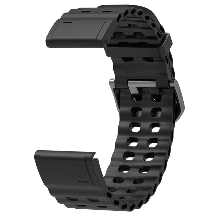 Pulseira de Silicone de 26 mm para Garmin Fenix 8 51 mm / Enduro 3 / Enduro 2 Quick Release Ocean Watch Band - Preto