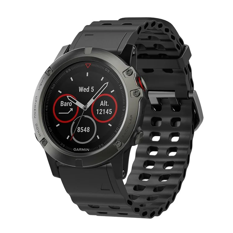 Pulseira de Silicone de 26 mm para Garmin Fenix 8 51 mm / Enduro 3 / Enduro 2 Quick Release Ocean Watch Band - Preto