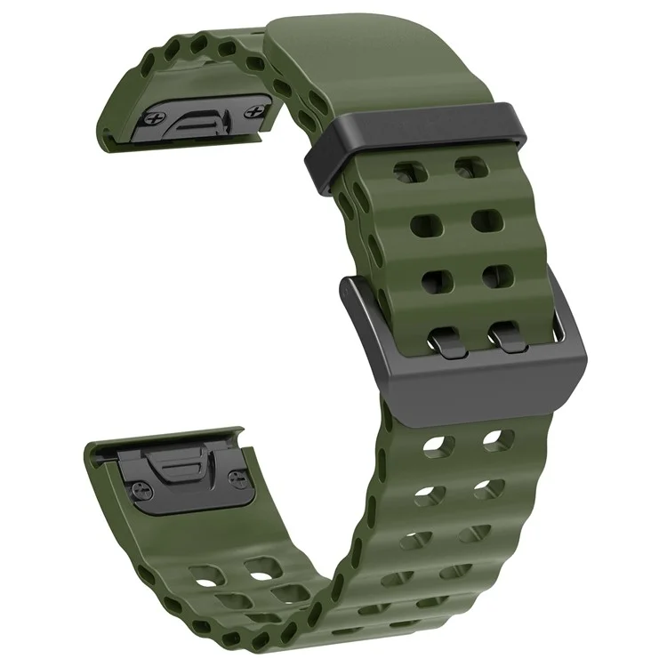 26mm Silicone Strap for Garmin Fenix 8 51mm / Enduro 3 / Enduro 2 Quick Release Ocean Watch Band - Blackish Green