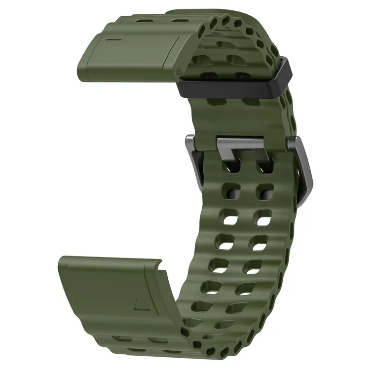 26mm Silicone Strap for Garmin Fenix 8 51mm / Enduro 3 / Enduro 2 Quick Release Ocean Watch Band - Blackish Green