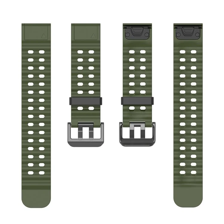 26mm Silicone Strap for Garmin Fenix 8 51mm / Enduro 3 / Enduro 2 Quick Release Ocean Watch Band - Blackish Green