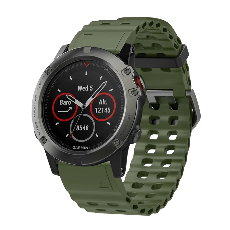 26mm Silicone Strap for Garmin Fenix 8 51mm / Enduro 3 / Enduro 2 Quick Release Ocean Watch Band - Blackish Green