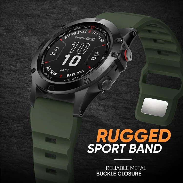 26 mm Silikon-Armband für Garmin Fenix 8 51 mm / Enduro 3 / Enduro 2 Quick Release Uhrenarmband - Army Green