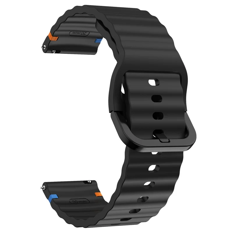 22mm Silicone Band for Xiaomi Watch S4 Sport / Redmi Watch 5 Active Wave Design Watch Strap - Black