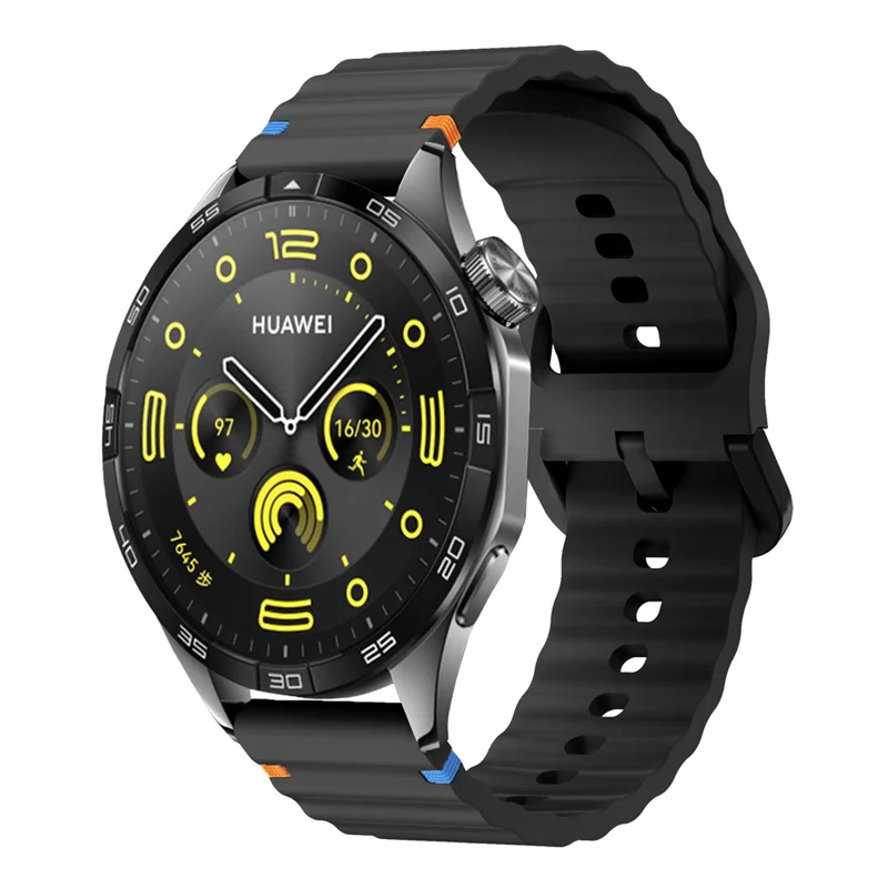 22mm Silicone Band for Xiaomi Watch S4 Sport / Redmi Watch 5 Active Wave Design Watch Strap - Black
