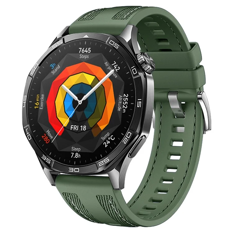 22mm Strap for Huawei Watch GT 5 Pro 46mm / GT 5 46mm / GT 4 46mm Universal Silicone+Nylon Watch Band - Green