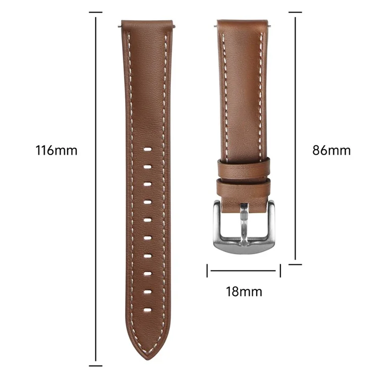 Für Huawei Watch GT 5 41mm / GT 4 41mm Ersatzband 18mm Echtes Kuhlederbandarmband - Braun