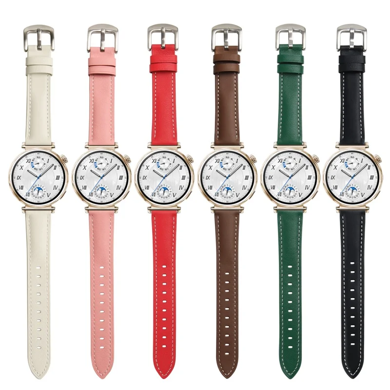 Para Huawei Watch GT 5 41mm / GT 4 41mm Reemplazo de Banda 18mm Cuero de Vaca Genuino - Verde
