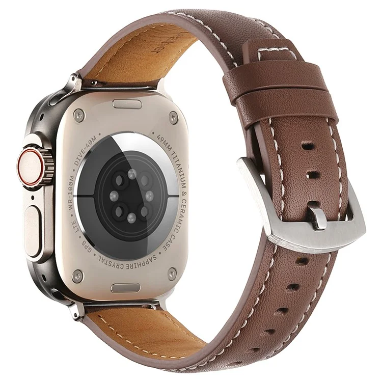 Strap for Apple Watch Series 10 42mm  /  9 8 7 41mm  /  SE (2023) SE (2022) SE 6 5 4 40mm  /  3 2 1 38mm Genuine Cow Leather Band - Dark Brown