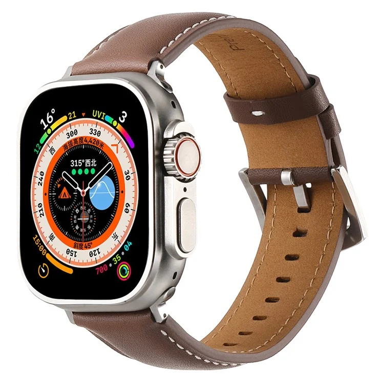 Strap for Apple Watch Series 10 42mm  /  9 8 7 41mm  /  SE (2023) SE (2022) SE 6 5 4 40mm  /  3 2 1 38mm Genuine Cow Leather Band - Dark Brown