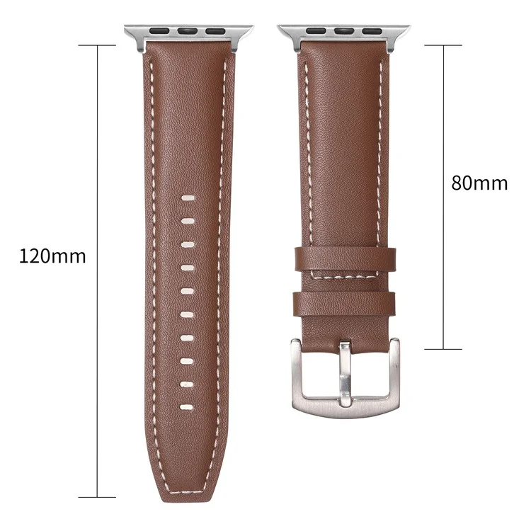 Strap for Apple Watch Series 10 42mm  /  9 8 7 41mm  /  SE (2023) SE (2022) SE 6 5 4 40mm  /  3 2 1 38mm Genuine Cow Leather Band - Dark Brown