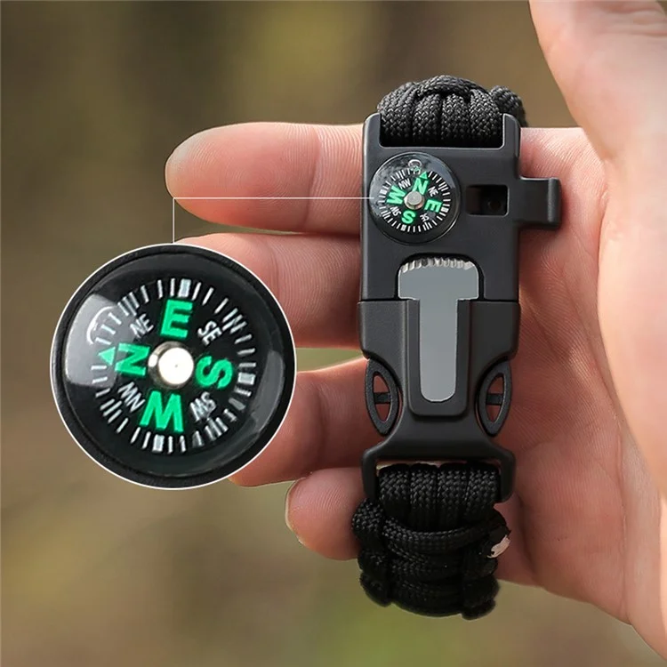 For Huami Amazfit T-Rex 3 Outdoor Multifunction 7-Core Paracord Survival Bracelet Watch Strap - Marine Camouflage