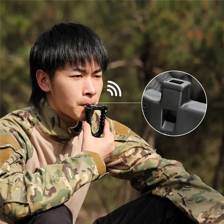 For Huami Amazfit T-Rex 3 Outdoor Multifunction 7-Core Paracord Survival Bracelet Watch Strap - Marine Camouflage