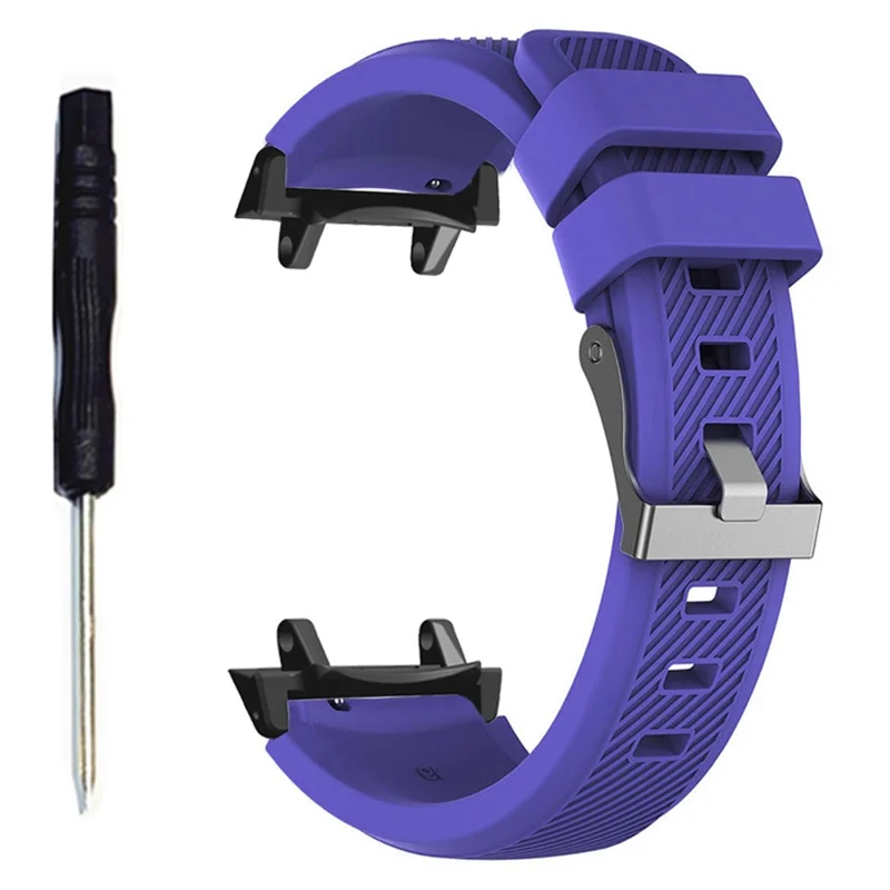 For Huami Amazfit T-Rex 3 Strap Twill Texture Soft Silicone Watch Band with Connector, Screwdriver - Purple