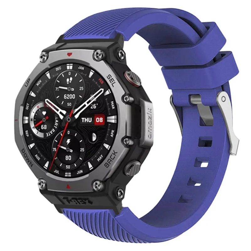 For Huami Amazfit T-Rex 3 Strap Twill Texture Soft Silicone Watch Band with Connector, Screwdriver - Purple