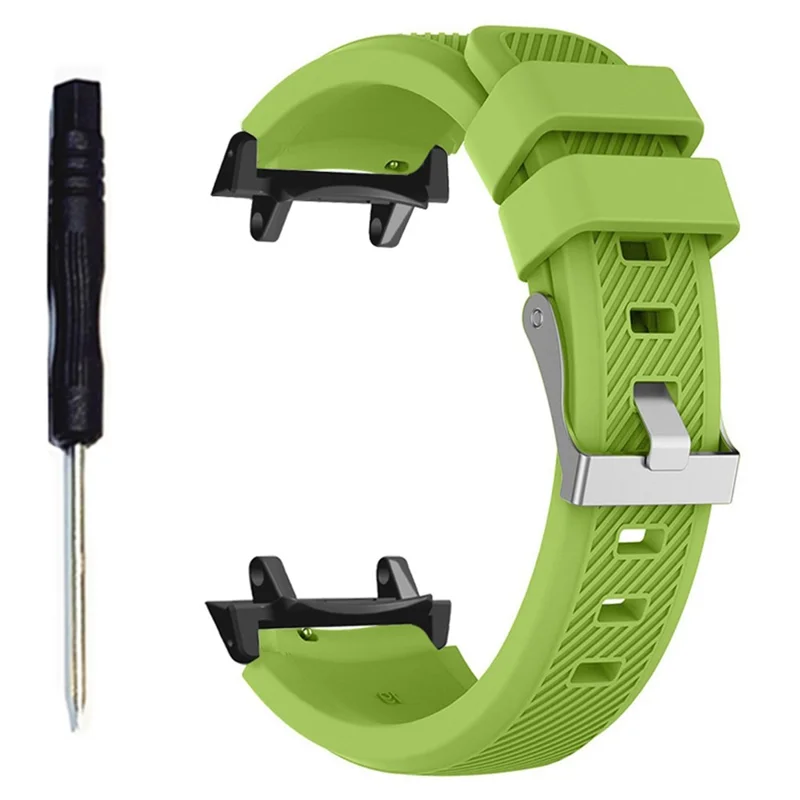 For Huami Amazfit T-Rex 3 Strap Twill Texture Soft Silicone Watch Band with Connector, Screwdriver - Fluorescent Green