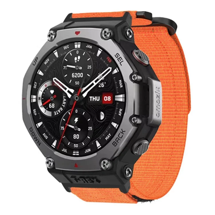 Para Huami Amazfit T-Rex 3 Outdoor Climbing Watch Strap Magic Tape Breathable Nylon Band with Connector - Orange
