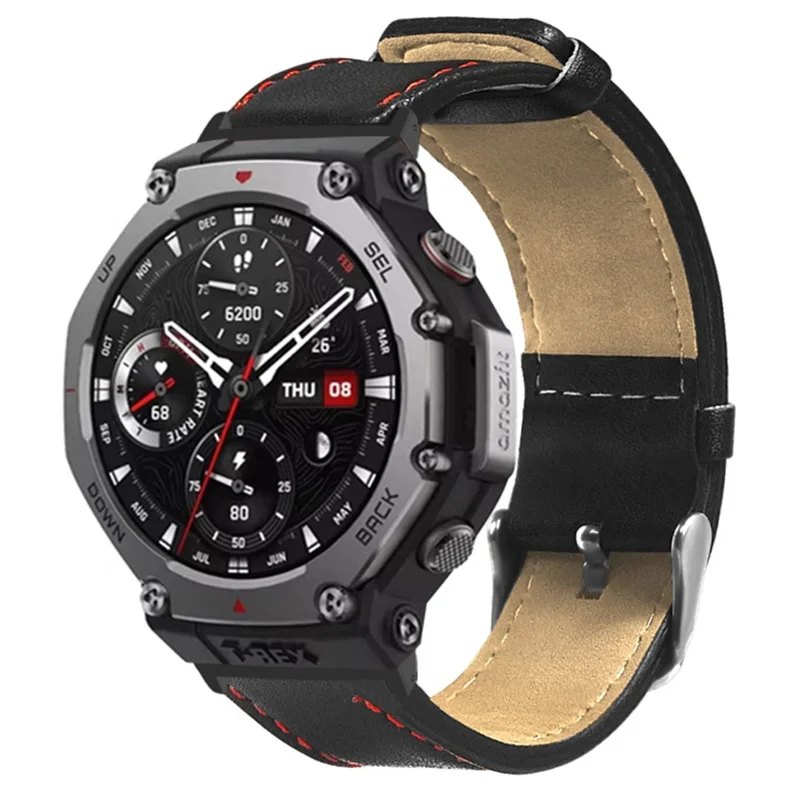 For Huami Amazfit T-Rex 3 Replacement Watch Band Stitching Genuine Cow Leather Wrist Strap with Connector