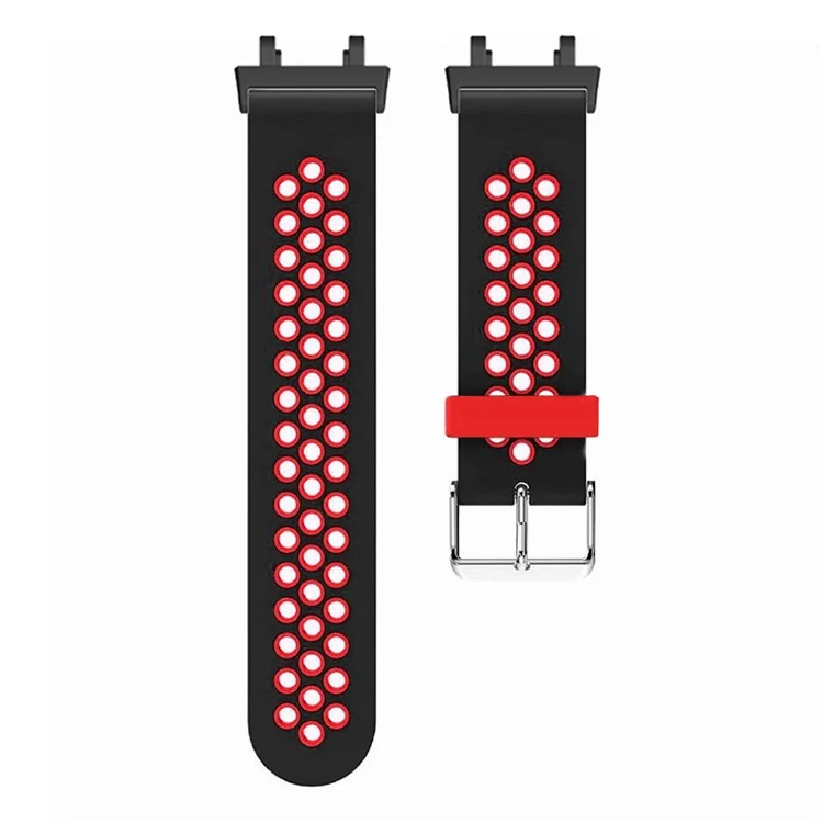 Para Huami Amazfit T-Rex 3 Watch Band Dual Color Breathable Silicone Wrist Strap with Connector - Preto / Vermelho