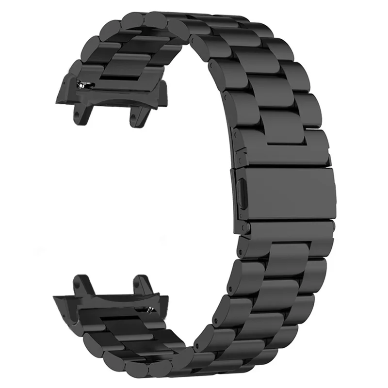 Pour Huami Amazfit T-Rex 3 Remplacement de bracelet à double boucle de pression 3 perles en acier Bracelet de poignet avec connecteur - Noir