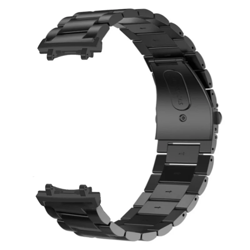 Pour Huami Amazfit T-Rex 3 Remplacement de bracelet à double boucle de pression 3 perles en acier Bracelet de poignet avec connecteur - Noir