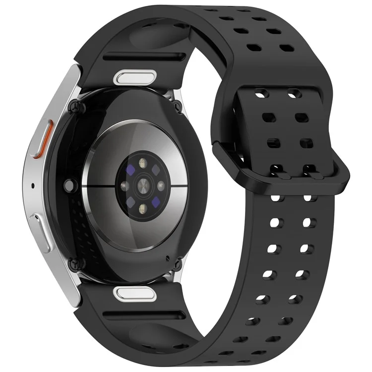 Per Samsung Galaxy Watch7 44mm / FE 40mm Cinturino di Ricambio in Silicone con Doppia Fibbia - Nero
