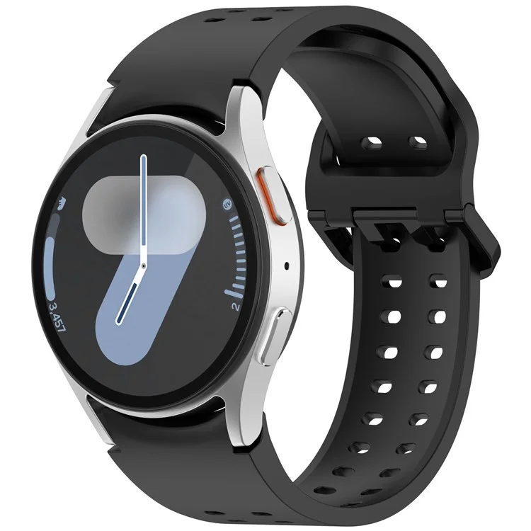 Per Samsung Galaxy Watch7 44mm / FE 40mm Cinturino di Ricambio in Silicone con Doppia Fibbia - Nero
