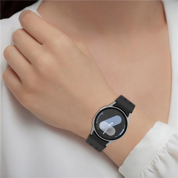 Per Samsung Galaxy Watch7 44mm / FE 40mm Cinturino di Ricambio in Silicone con Doppia Fibbia - Nero