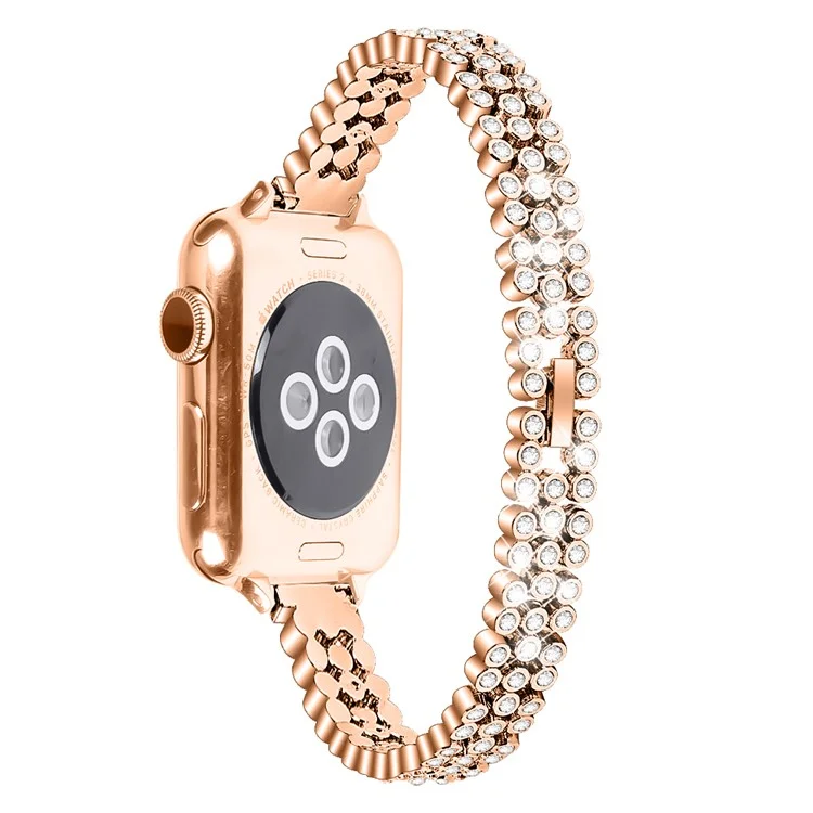 Rhinestone-Armband für Apple Watch Series 10 46mm / Ultra 2 / Ultra 49mm / 9 8 7 45mm / SE (2023) SE (2022) SE 6 5 4 44mm / 3 2 1 42mm Zinklegierung - Rosegold