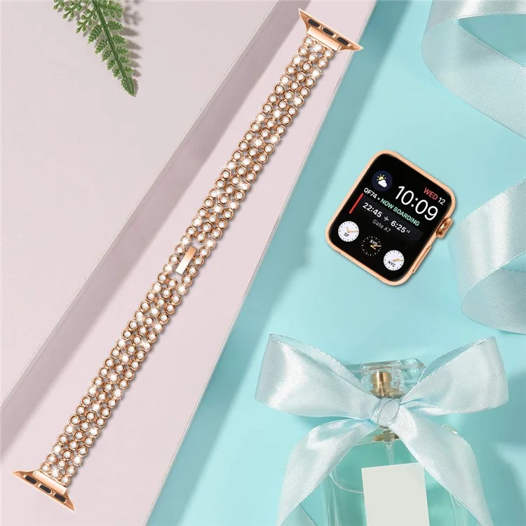 Rhinestone-Armband für Apple Watch Series 10 46mm / Ultra 2 / Ultra 49mm / 9 8 7 45mm / SE (2023) SE (2022) SE 6 5 4 44mm / 3 2 1 42mm Zinklegierung - Rosegold