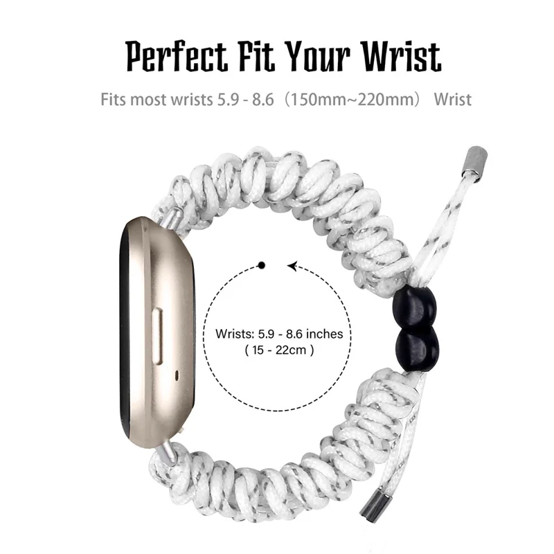 New Style Braided Rope Adjustable Watchband Replacement for Fitbit Versa 3/Sense - White