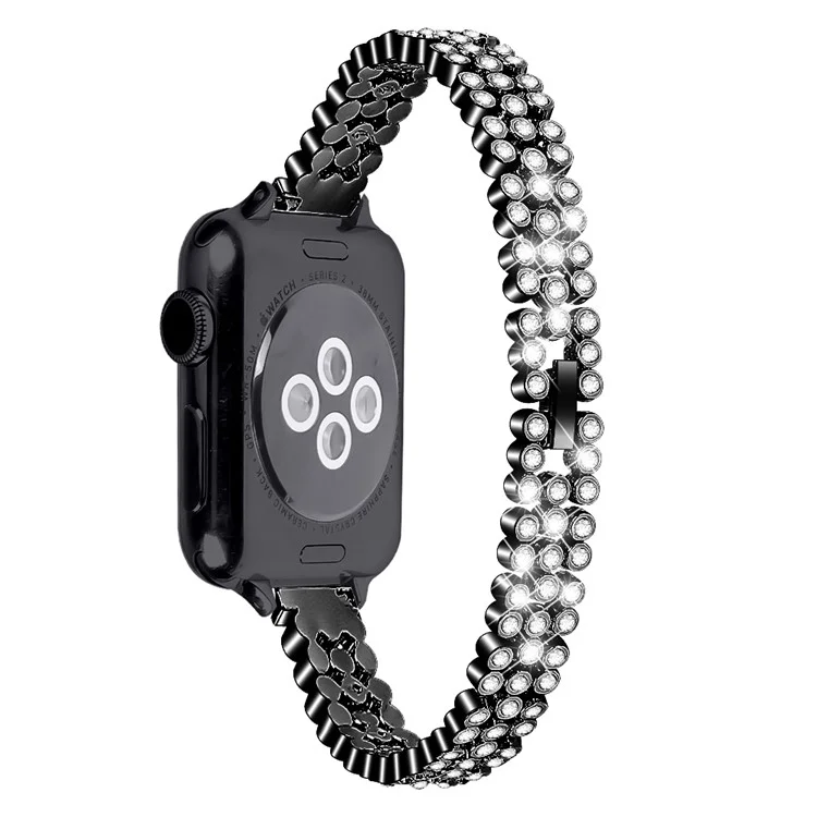 Rhinestone Strap für Apple Watch Series 10 42mm / 9 8 7 41mm / SE (2023) SE (2022) SE 6 5 4 40mm / 3 2 1 38mm Zinklegierung Band - Schwarz