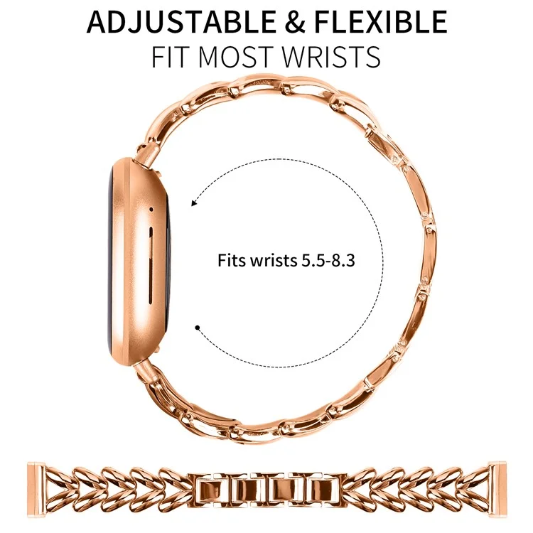 Bracelet de montre en alliage de zinc pour Fitbit Versa 3 / Sense Twisted Metal Bracelet de remplacement - Or rose
