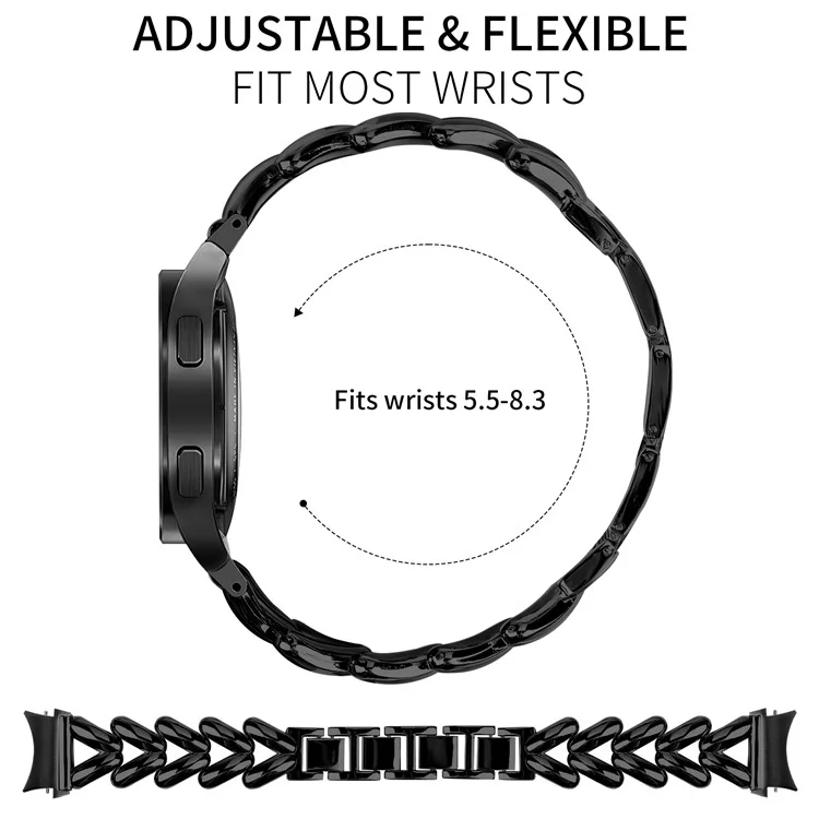 Armband aus Zinklegierung für Samsung Galaxy Watch7 44mm / 40mm Twisted Watch Strap mit Schnellverschluss-Anschluss - Schwarz