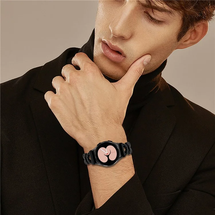 Armband aus Zinklegierung für Samsung Galaxy Watch7 44mm / 40mm Twisted Watch Strap mit Schnellverschluss-Anschluss - Schwarz