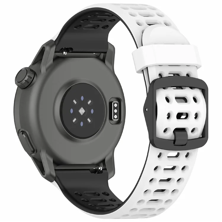 Для Coros Pace 3 / Apex 2 Pro / Apex Pro Силиконовый ремешок для часов двухцветный 22мм - Белый / Черный