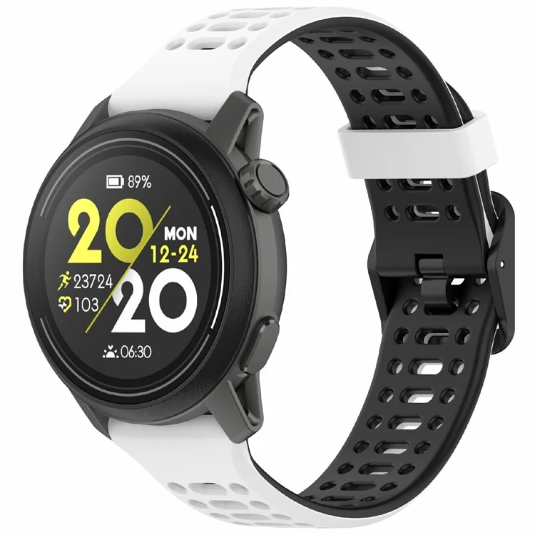 Для Coros Pace 3 / Apex 2 Pro / Apex Pro Силиконовый ремешок для часов двухцветный 22мм - Белый / Черный