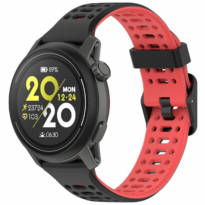 For Coros Pace 3  /  Apex 2 Pro  /  Apex Pro Silicone Watch Band Dual Color 22mm Watch Strap - Black  /  Red