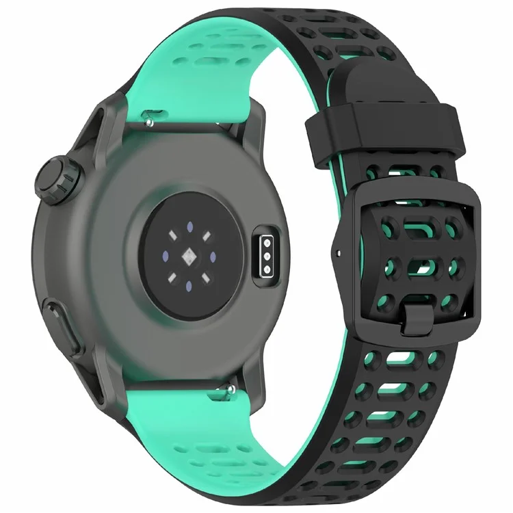 For Coros Pace 3  /  Apex 2 Pro  /  Apex Pro Silicone Watch Band Dual Color 22mm Watch Strap - Black  /  Lake Blue