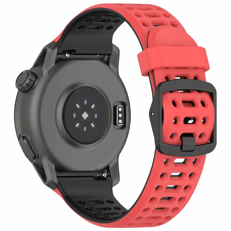 For Coros Pace 3  /  Apex 2 Pro  /  Apex Pro Silicone Watch Band Dual Color 22mm Watch Strap - Red  /  Black