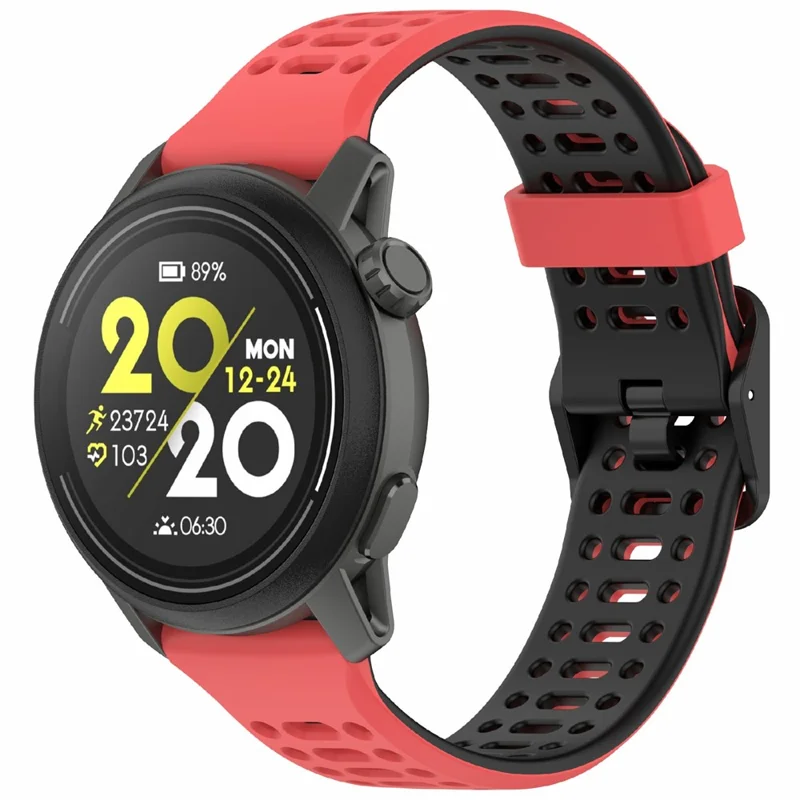 For Coros Pace 3  /  Apex 2 Pro  /  Apex Pro Silicone Watch Band Dual Color 22mm Watch Strap - Red  /  Black