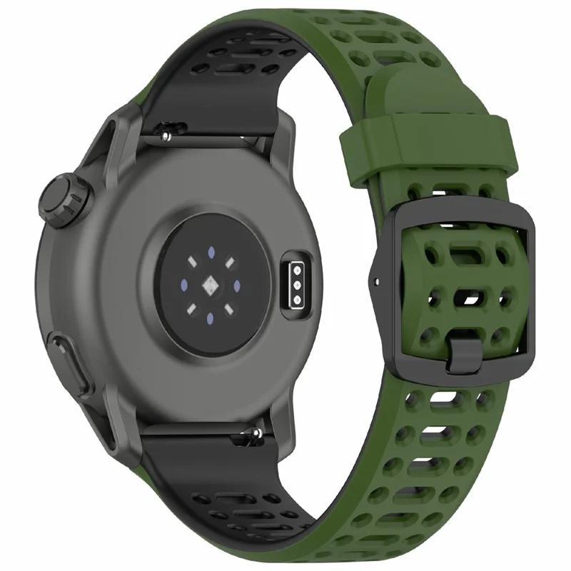 For Coros Pace 3  /  Apex 2 Pro  /  Apex Pro Silicone Watch Band Dual Color 22mm Watch Strap - Army Green  /  Black